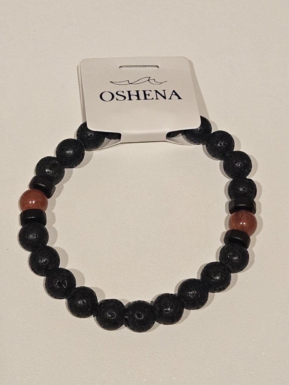 Black Lava Stone & Red Jasper Beaded Aromatherapy Bracelet